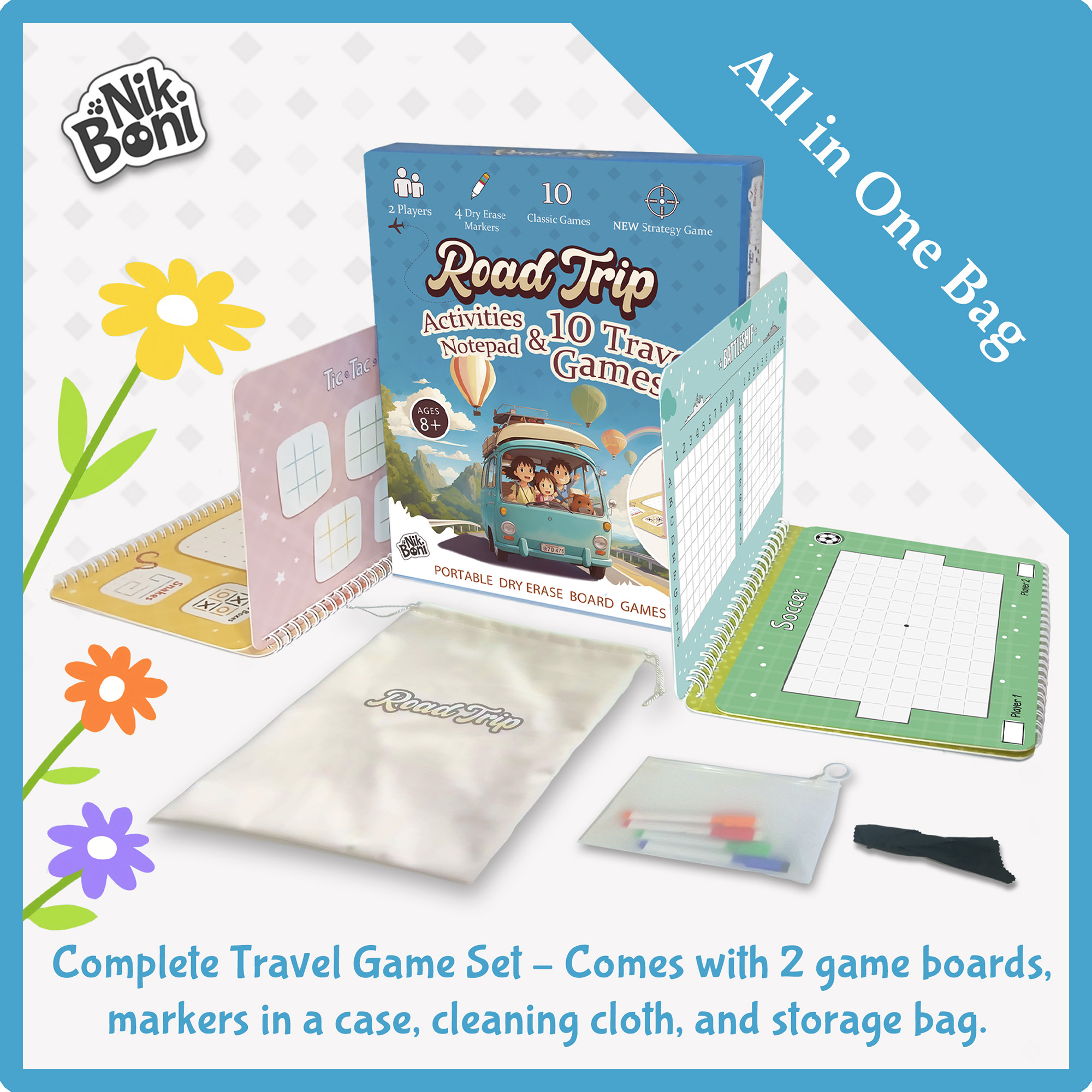 Family playing travel board games together
